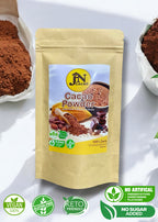 Package of JN Cacao Powder with branding and product details on a white background